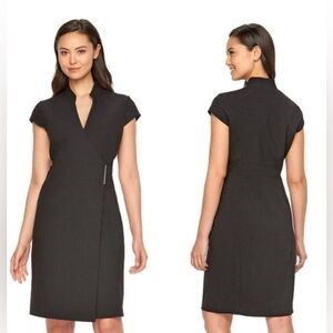 Calvin Klein Charcoal Gray V-neck Wrap Dress Size Small